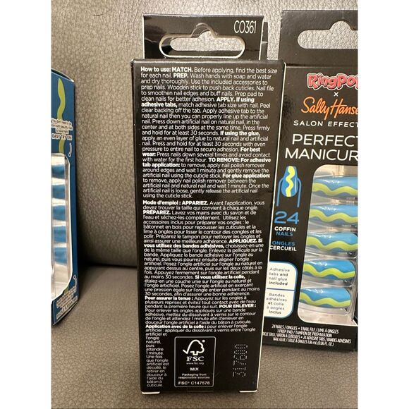 Sally Hansen Ring Pop Green and Blue Halloween Coffin Shape Nails New - Picture 4 of 5